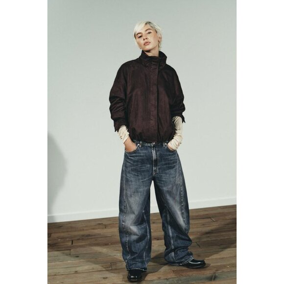 ZARA FAUX SUEDE BOMBER JACKET - Picture 2 of 9